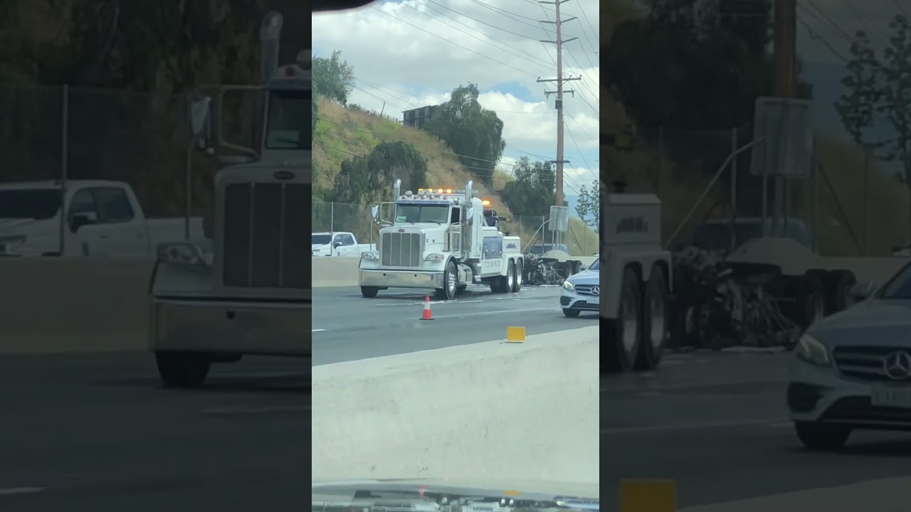 Semi truck caught fire on sb215 freeway