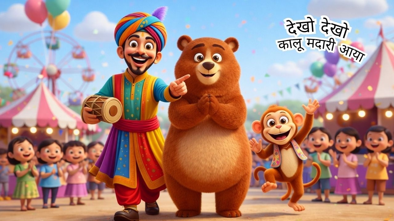 कालू मदारी आया | Kaalu Madari Aaya |भालू नाचा  बंदर नाचा🐻 | Hindi Rhymes for Kids  Kids Cartoon Song