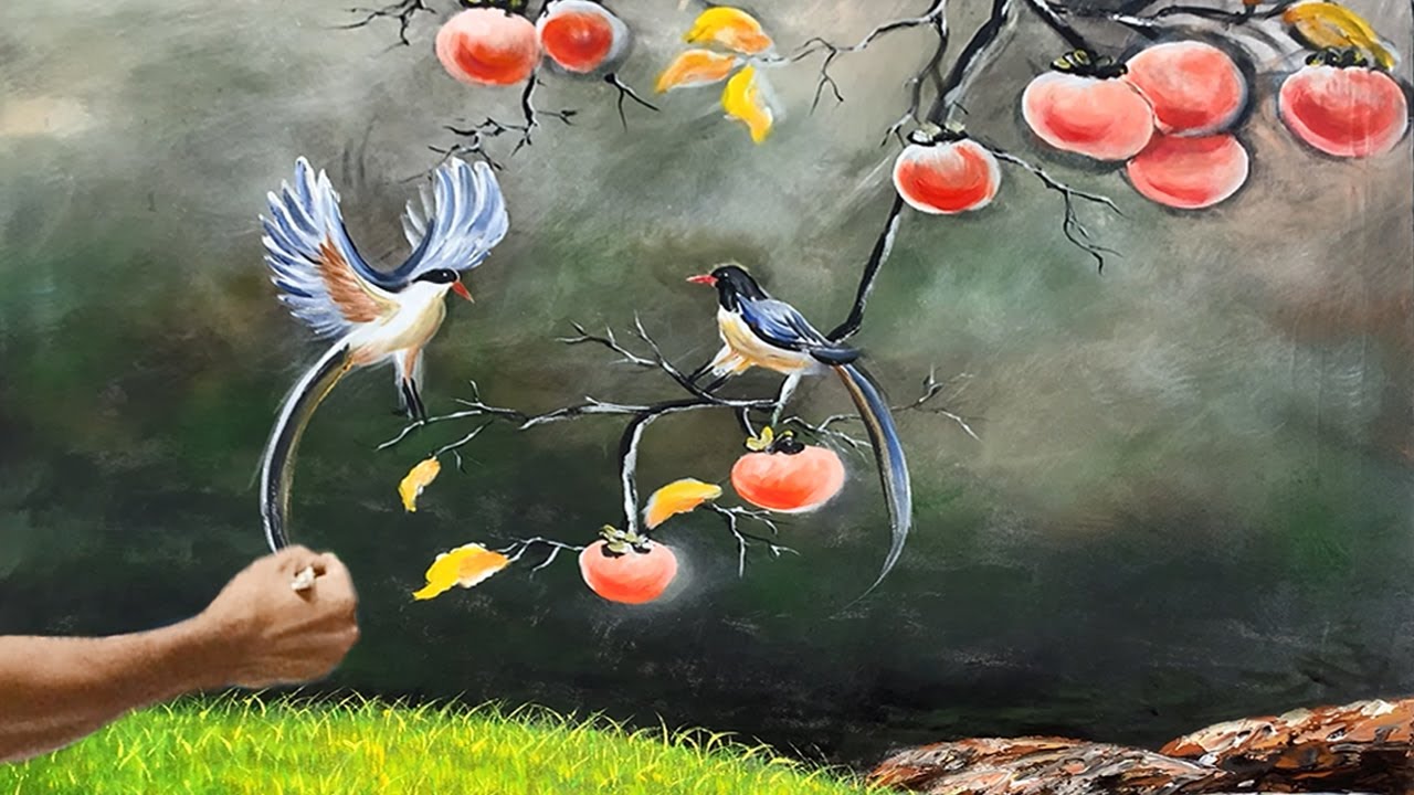 Feng Shui Persimmon Branch Painting | Symbol of Wealth, Luck & Prosperity