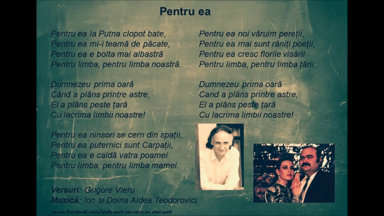 Pentru ea (versuri - Grigore Vieru)