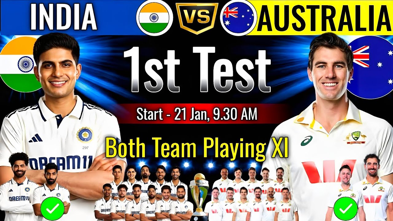 India vs Australia 1st Test Match Playing 11 । Ind vs Aus Test Playing 11 2027