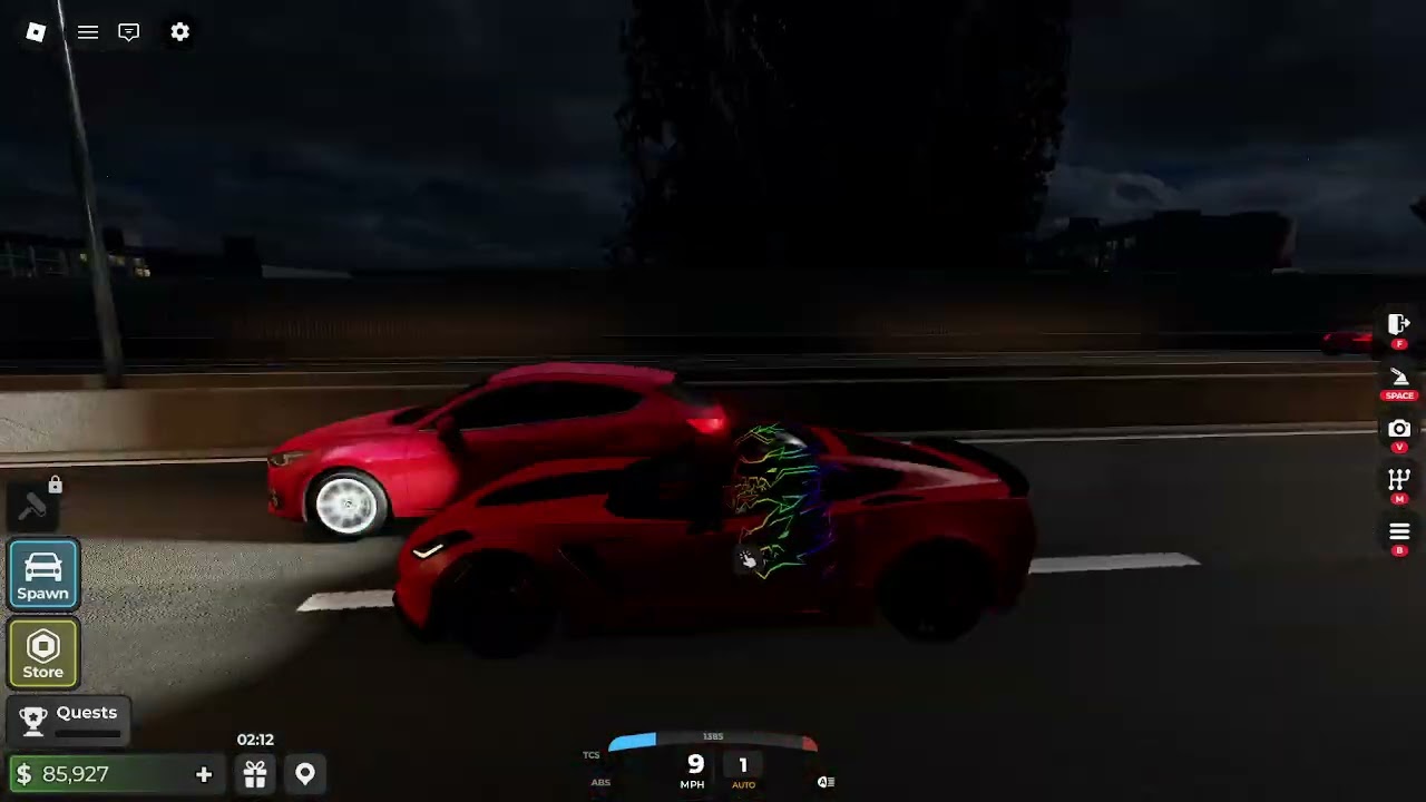 testing my corvett (midnight chasers)