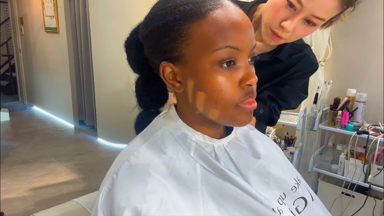BLACK GIRL GETS MAKEUP DONE IN TOKYO,JAPAN || INTERESTING RESULT || UNINTENTIONAL ASMR
