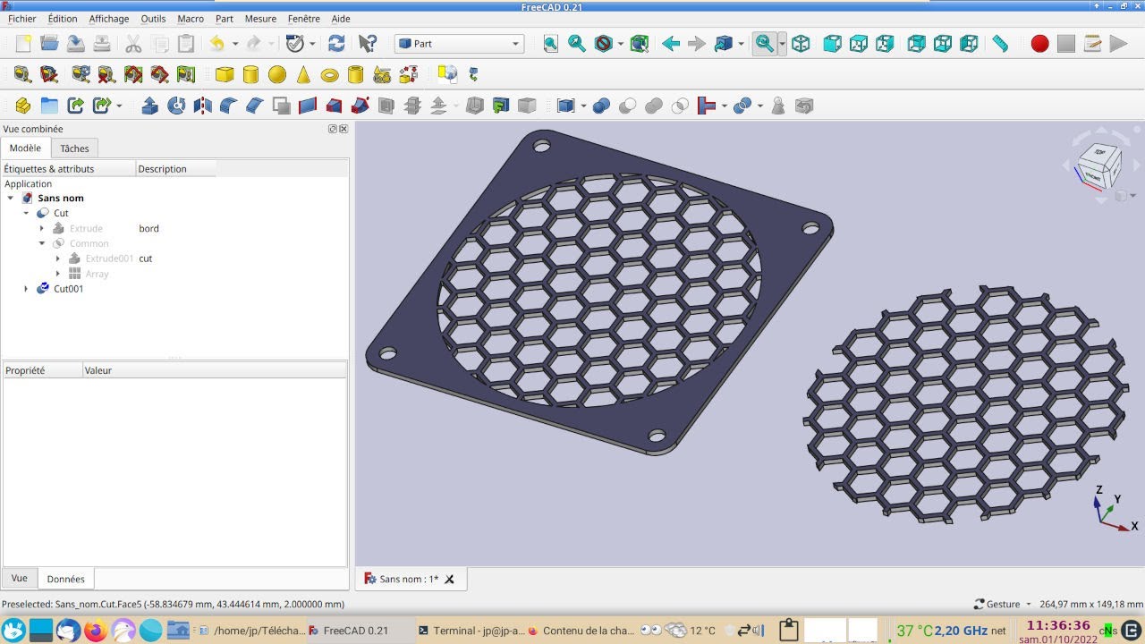 FreeCAD 0.21 et 0.20 : Créer facilement une grille pour ventilateur