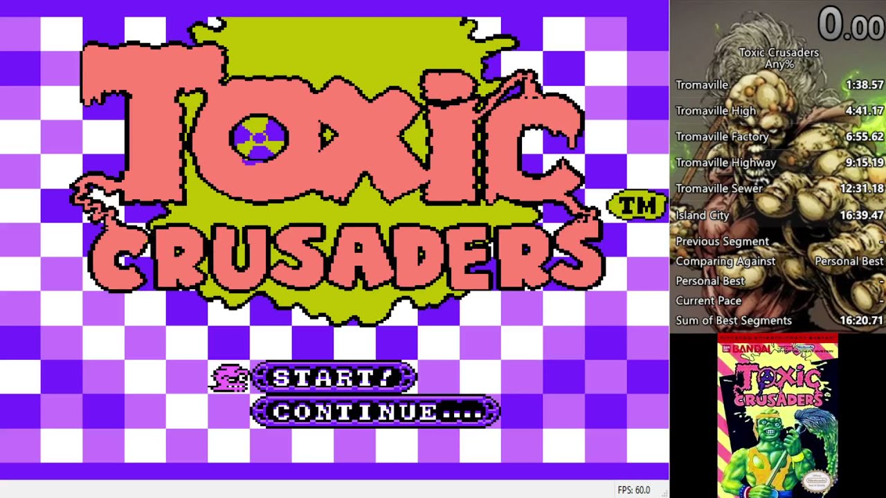 Toxic Crusaders (NES) Any% speedrun in 16:30 (World Record)