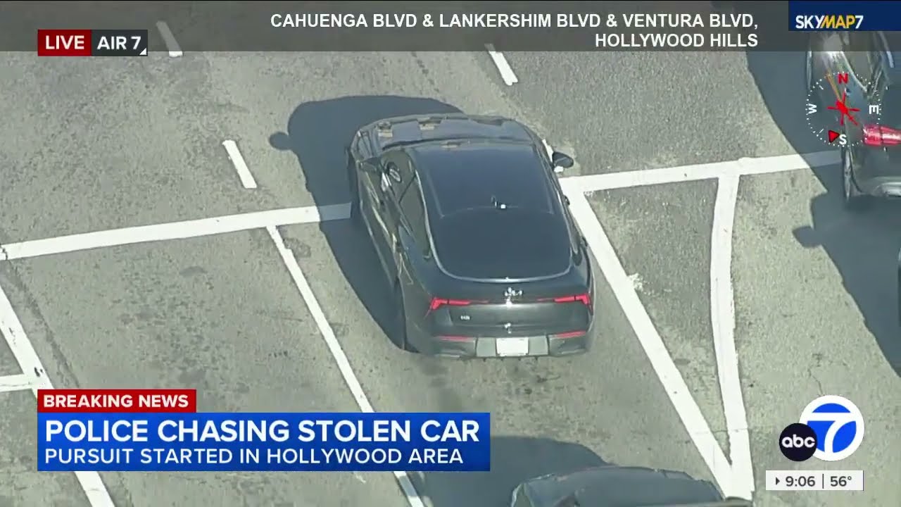 LAPD chase, track stolen car suspect