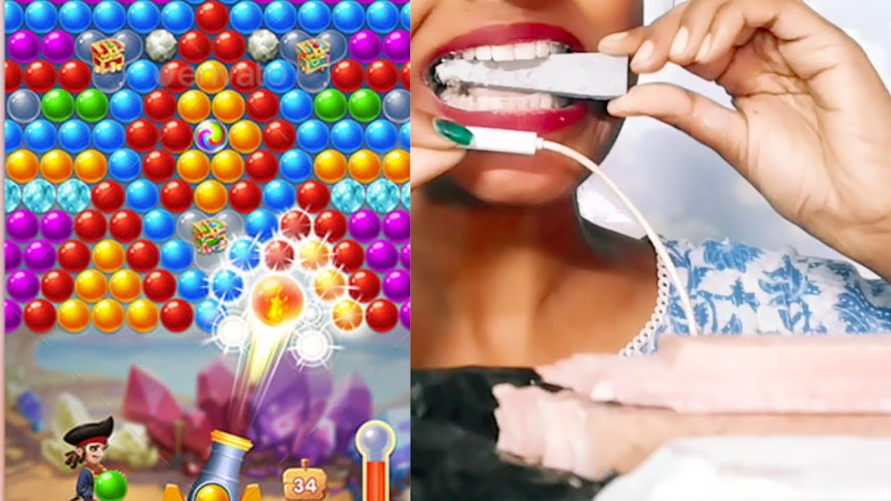 Bubble shooter game play with satisfaction 💦🤤💦🤤 red black white bar ASMR 