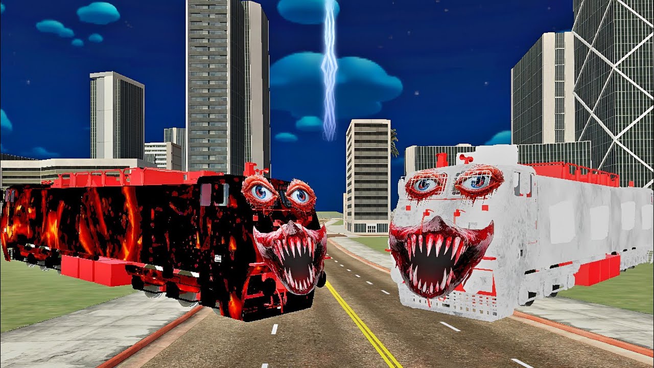 Ice Monster Train Attack Haunted Lava Train - Indian Bikes Driving 3D Game 