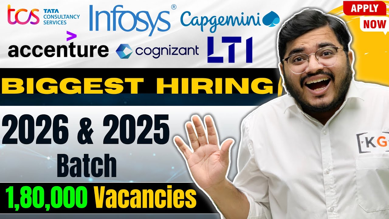 TCS Infosys Accenture Cognizant Capgemini LTI Mindtree Biggest Hiring for 2026 & 2025 Batch | Apply🚀