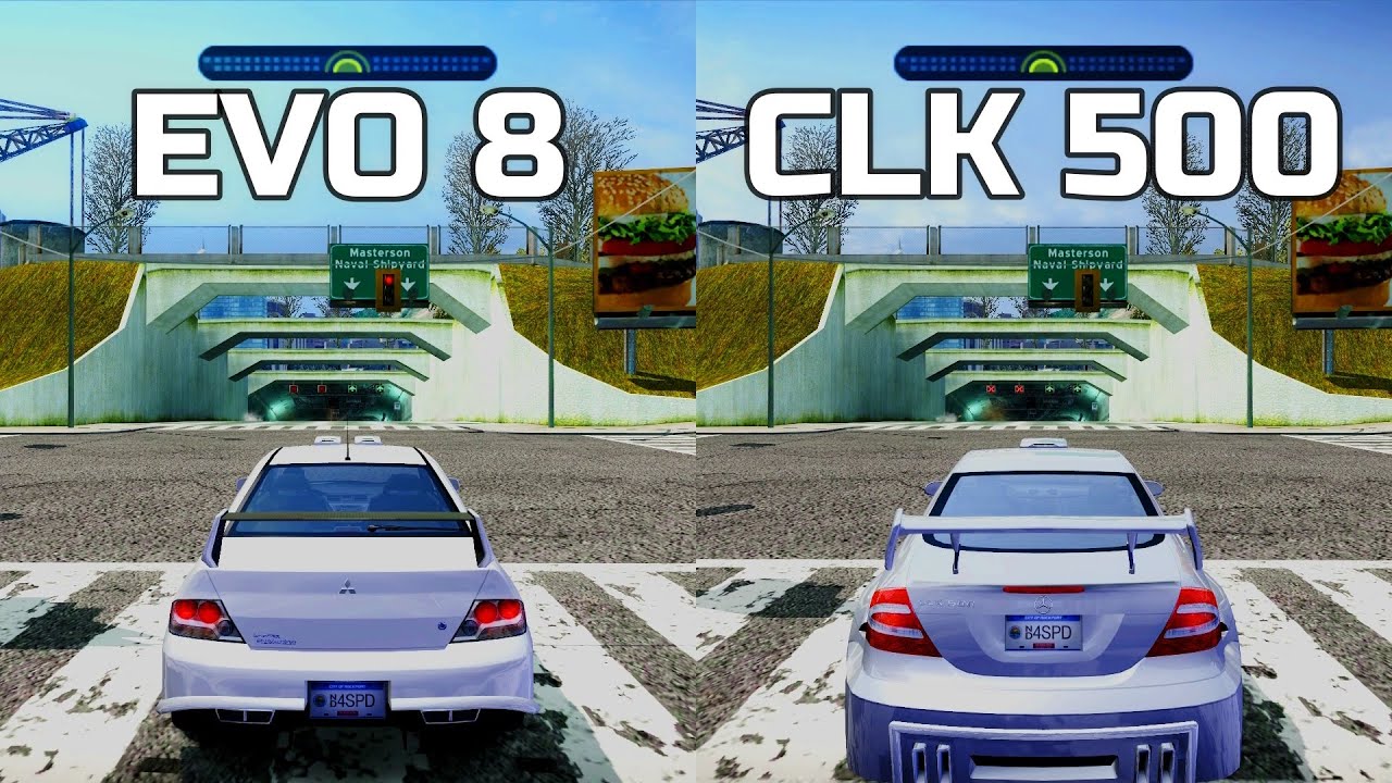 NFS Most Wanted: Mitsubishi Lancer Evolution VIII vs Mercedes CLK 500 - Drag Race