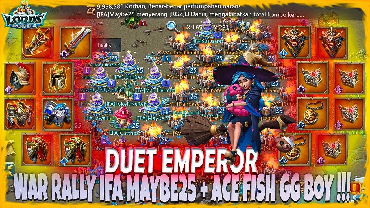 DUET EMPEROR IFA MAYBE25 + ACE FISH WAR RALLY MENYALA BOYYY !!! - Lords Mobile Indonesia