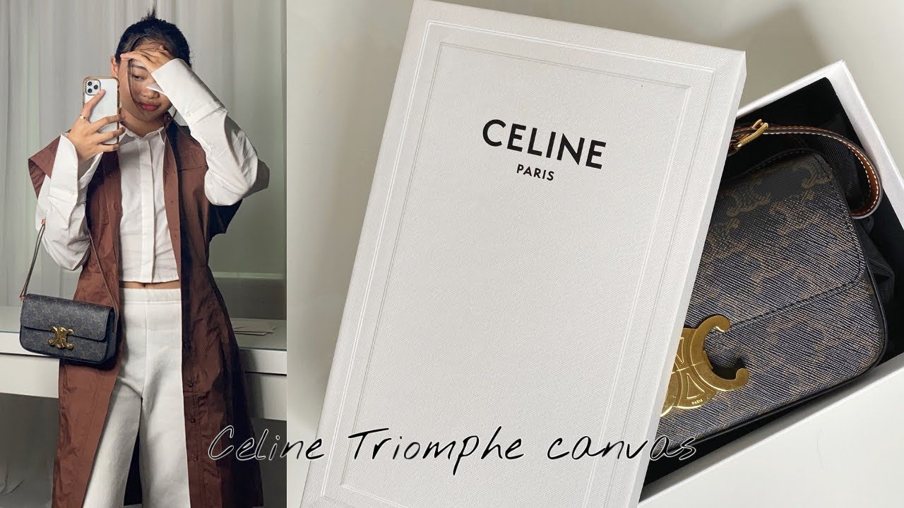 Unboxing & review CELINE TRIOMPHE CANVAS SHOULDER BAG!