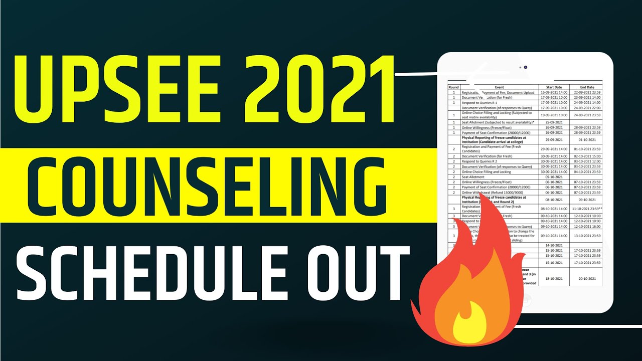 Upsee Counseling 2021 | Counseling schedule out 🔥🔥🔥