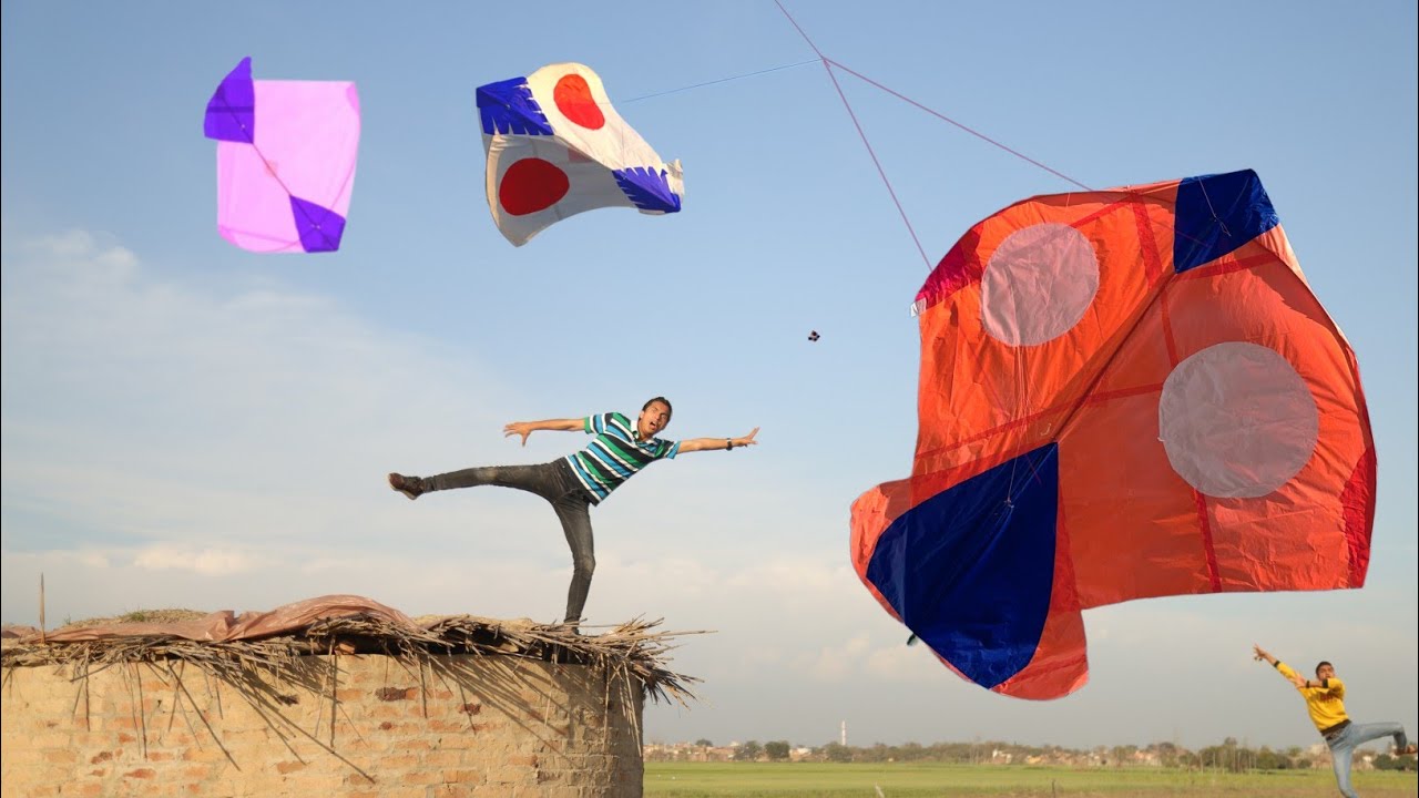 Colour Ful Kite Vs White Gudda Catch With Challenge