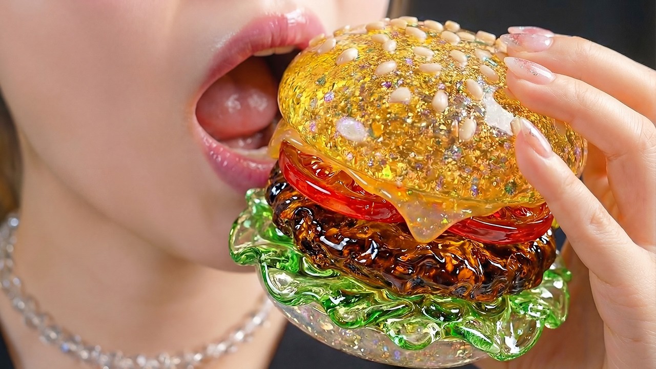 ガラスの手作りハンバーガーセット作り！🍔🍟🥤 | Glass AI ASMR