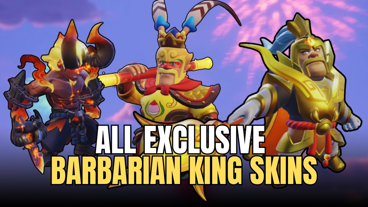 All Barbarian King Skins & Animations + Exclusive Chinese Server Skins! | Asun Fighter