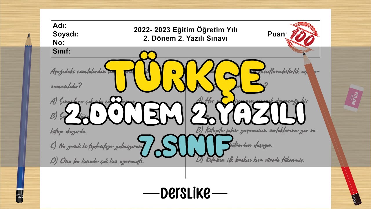 7. Sınıf Türkçe 2.Dönem 2.Yazılı Soruları #2023