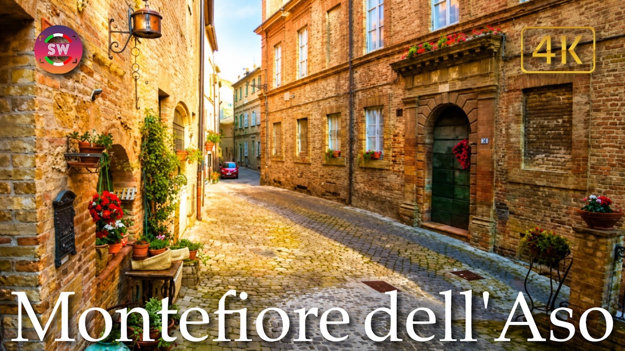 Montefiore dell'Aso (Marche), Italy【Walking Tour】History in Subtitles - 4K