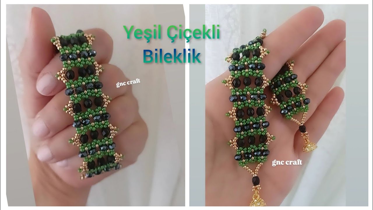 YEŞİL ÇİÇEKLİ BİLEKLİK  GREEN FLOWER BRACELET