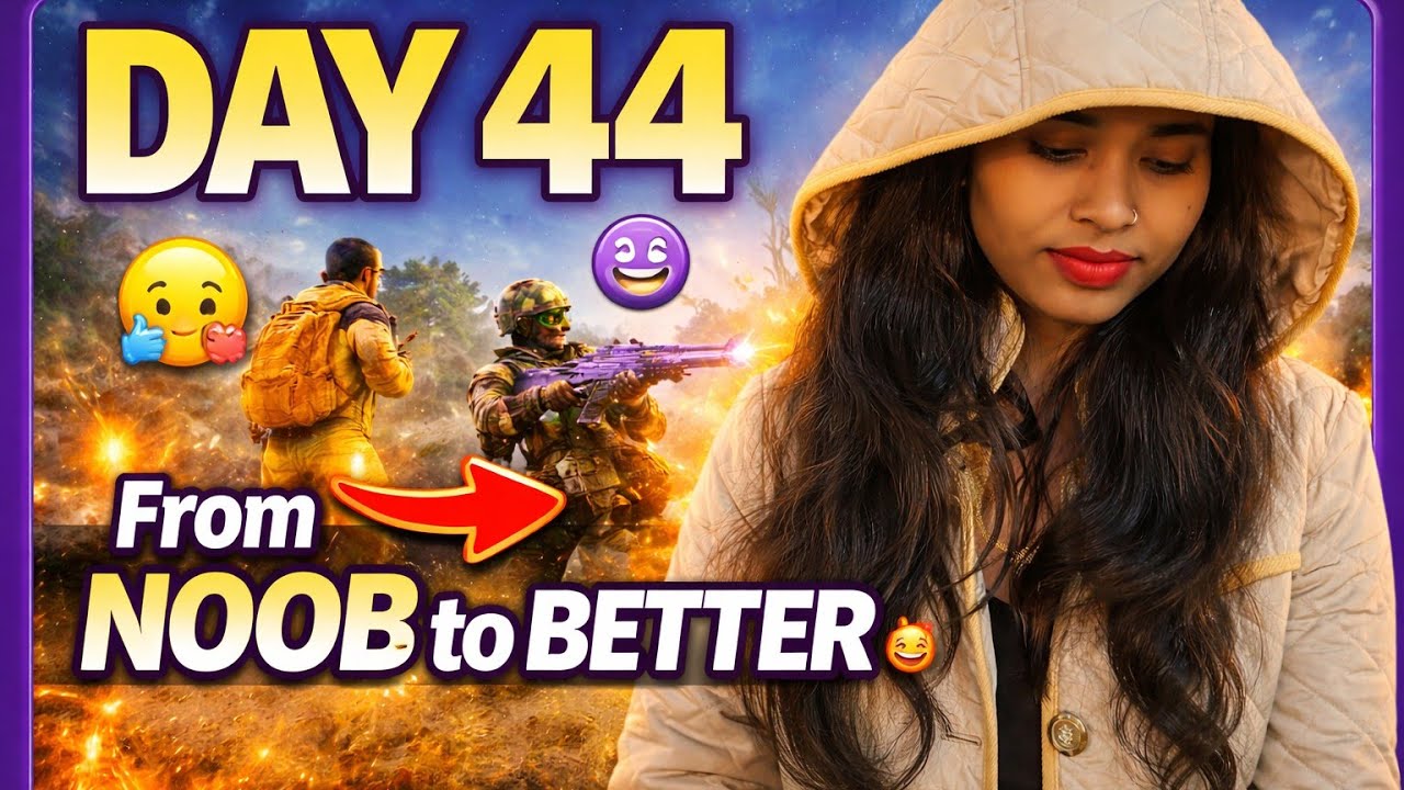 Day 44 🔥 Free Fire Live |ff Girl Gamer  | ff Noob to Better 💜