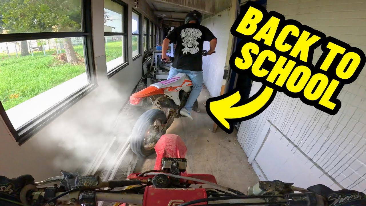 EXPLORING ABANDONED SCHOOL ON MOTORCYCLES (back to school special)