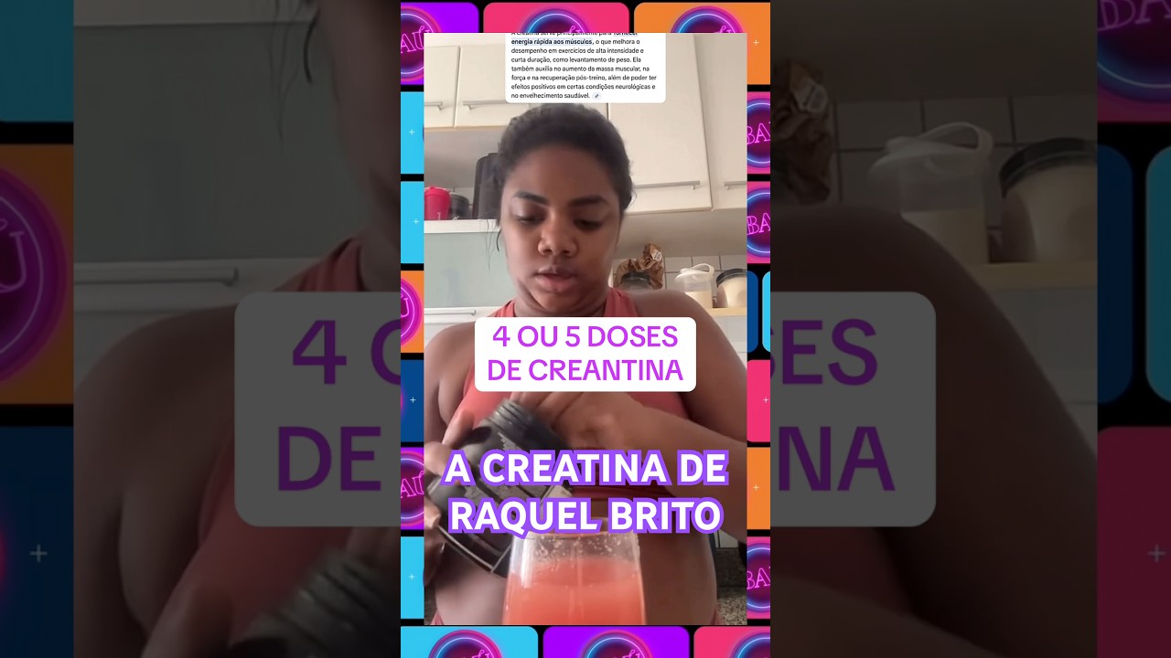 Raquel Brito arrota, dispara e ensina seus seguidores a como tomar creatina em rotina fitness.