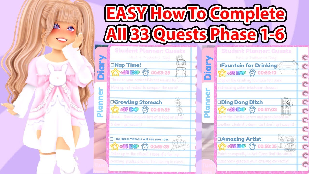 EASY How To Complete ALL 33 QUESTS In Phase 1-6 Royale High Campus 3 Update