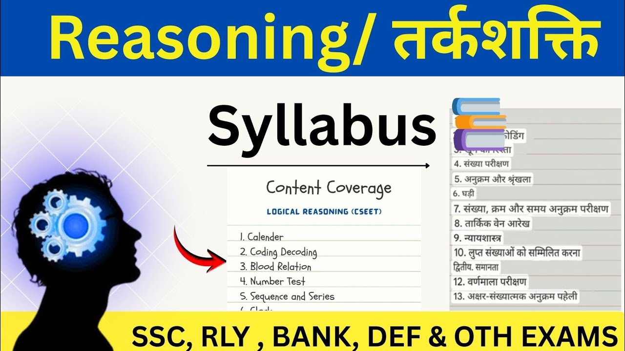 Reasoning तर्कशक्ति Syllabus for government job (#SSC, #RAILWAY, #DEFENSE, #BANK &OTH EXAMS) 