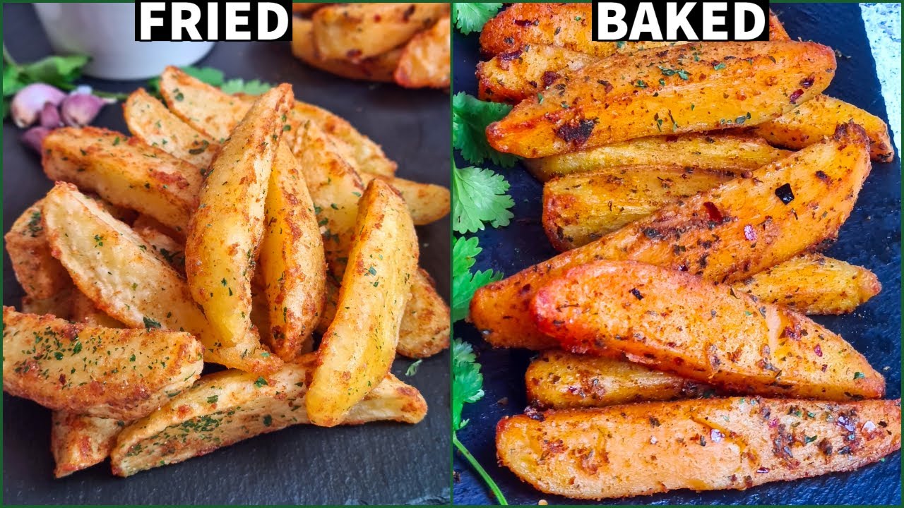 Spicy Potato Wedges Fried And Baked | Spicy Potato Wedges 2 Ways| Chilli Garlic Potatoes