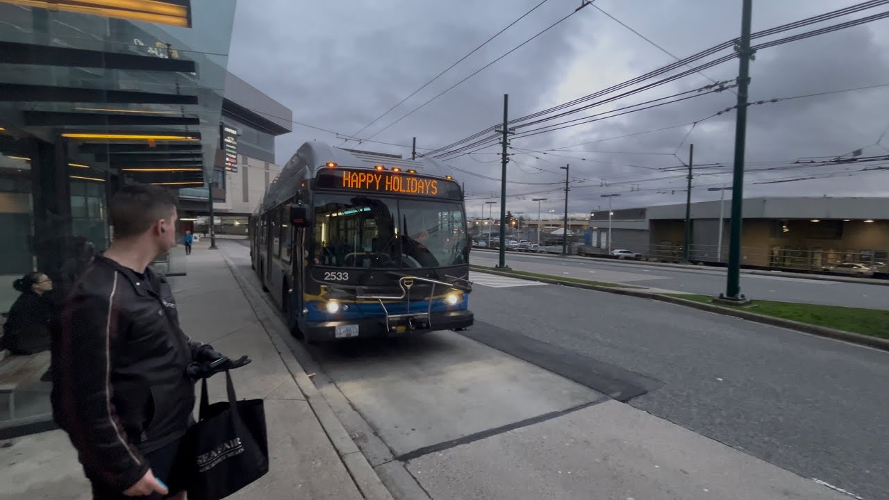 2007 New Flyer E60LFR trolley Vancouver BC Tarnslink full ride 10 to Weterfront station