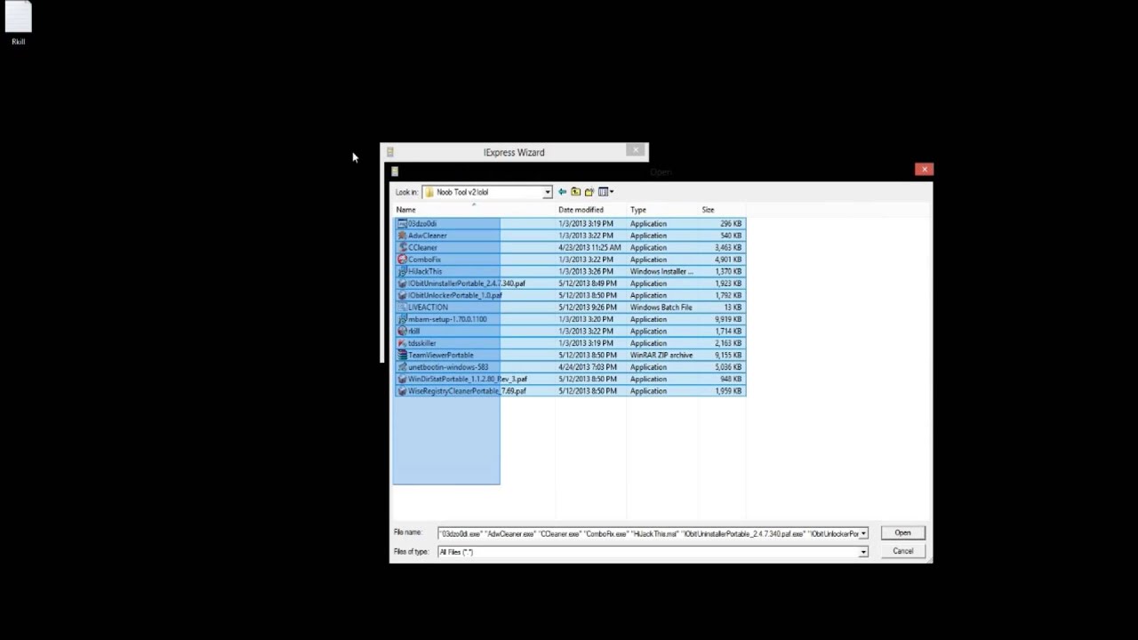 Batch file for malware removal