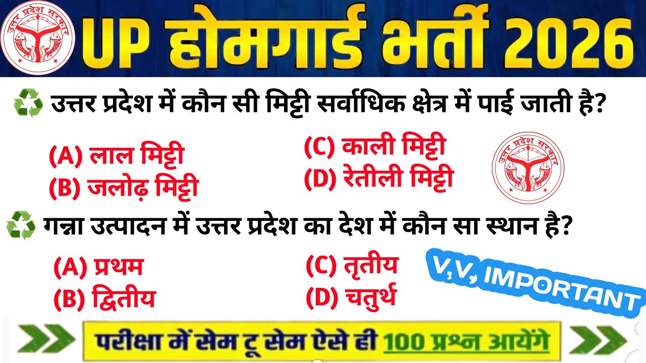 UP Home Guard भर्ती 2025 | UP GK Top 100 Questions | UP Gk Previous Year Questions Paper | Day's 367
