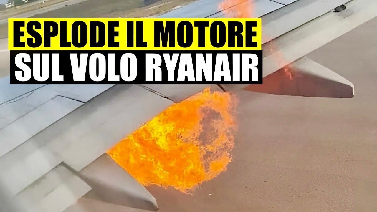 TERRORE SUL VOLO RYANAIR BRINDISI - TORINO: ESPLODE IL MOTORE, PASSEGGERI EVACUATI CON GLI SCIVOLI