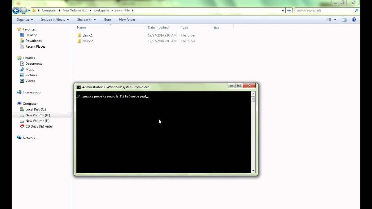 OPEN NOTEPAD FROM COMMAND PROMPT DEMO