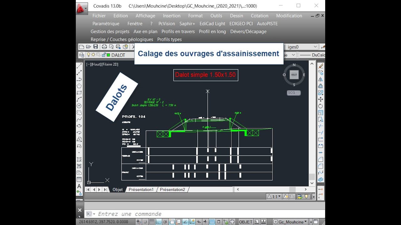 Projet routier (Calage des ouvrages d'assainissement _ Dalots)