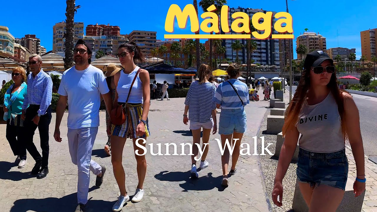 Sunny walk Port of  Malaga, Spain. 4K Walk tour. April 2023