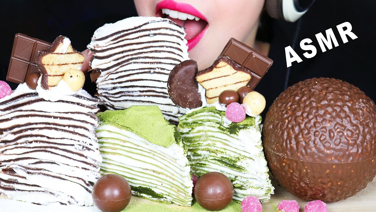 ASMR EATING LOADED CREPE CAKES With Hands & FERRERO ROCHER (Soft EATING SOUNDS) | FOODMAS 3
