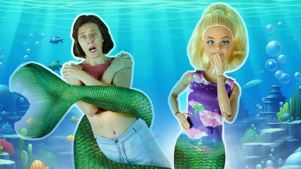 ¡La sirena se convierte en humana! Las aventuras de la muñeca Barbie.