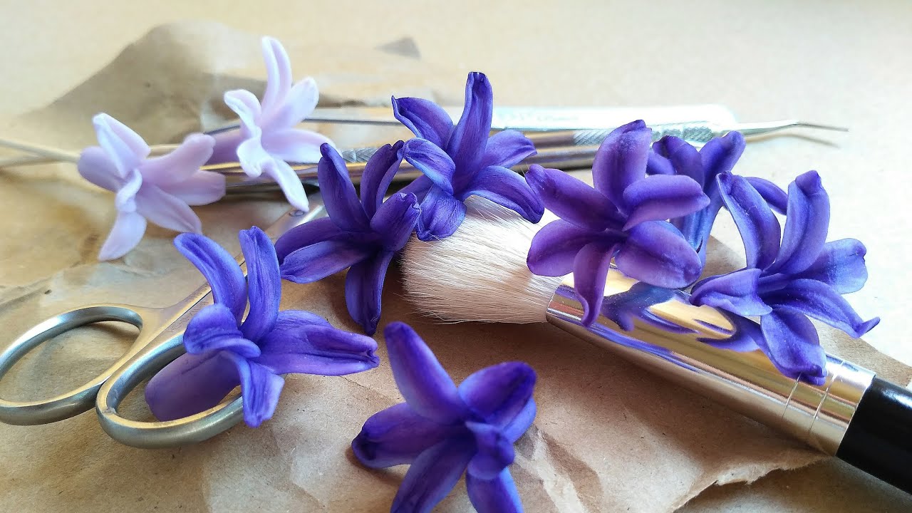 Гиацинт  Часть 1- лепим цветок из полимерной глины Hyacinth Part 1- we sculpt a flower