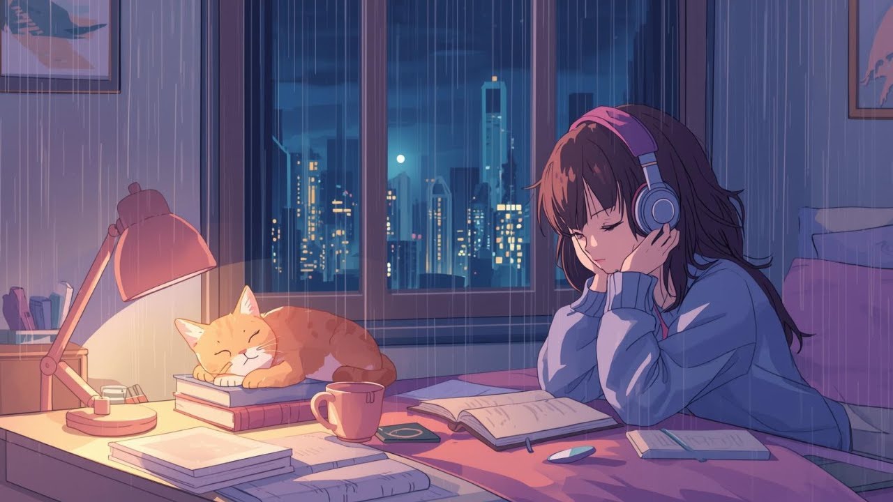 【作業用BGM】Lo-Fi Hip Hop  森の雨と焚き火で癒されるチルビート