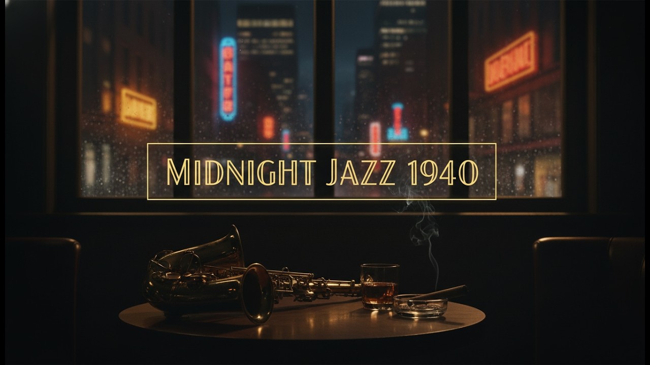 1940s New York Midnight Jazz 🌧️ Dark Old Money Club Ambience | Deep Focus & Rain Sounds