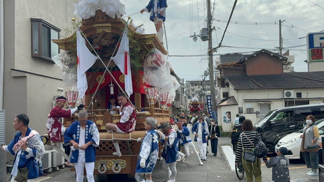 令和５年　塚口神社秋祭り宵宮　地車、布団太鼓　　　　　つかしん集結