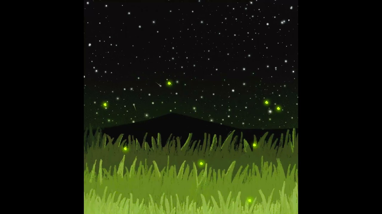 Night sky with fireflies on procreate