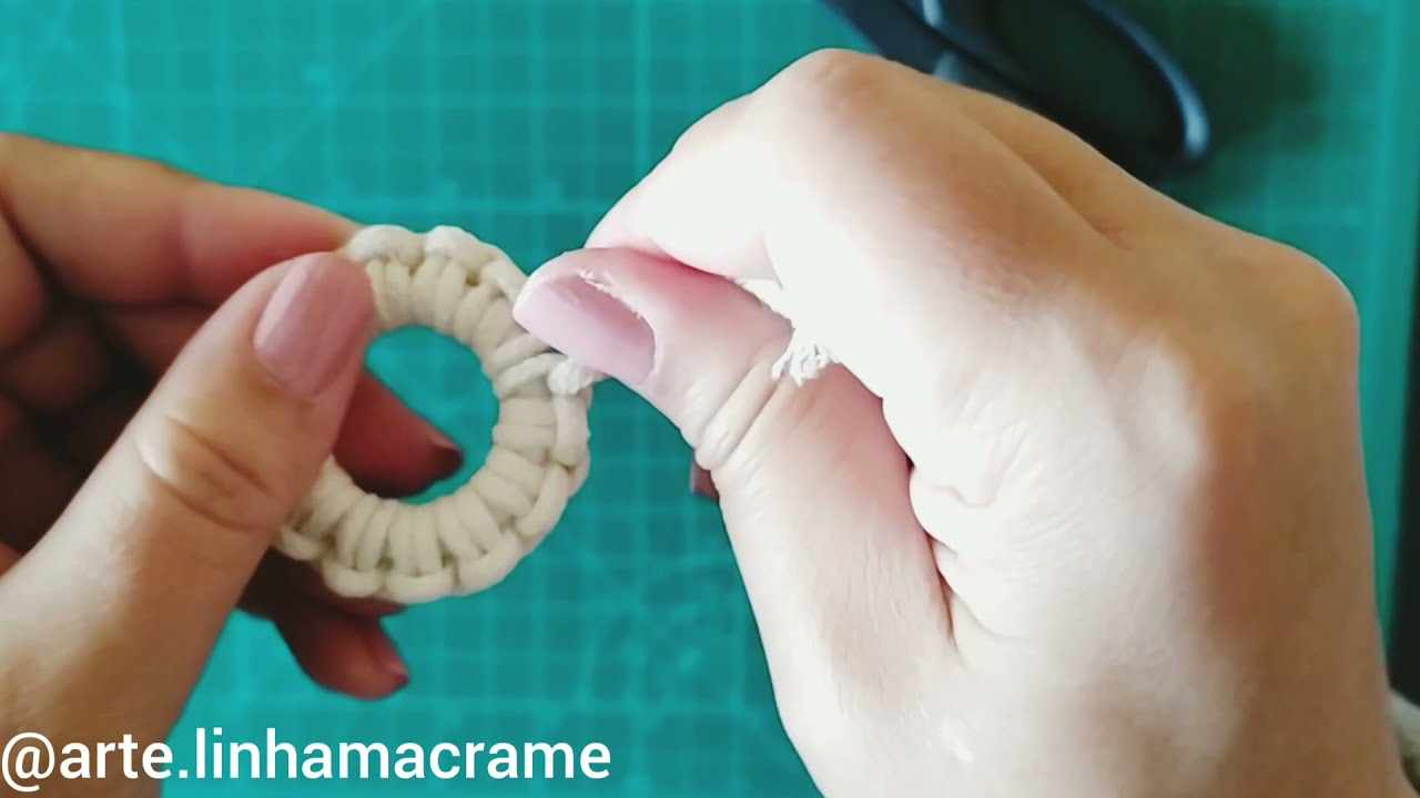 Como revestir argola com macramê - rápido e fácil