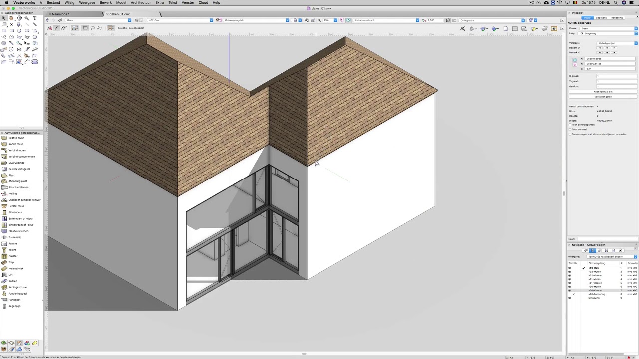 Dak aanmaken in Vectorworks