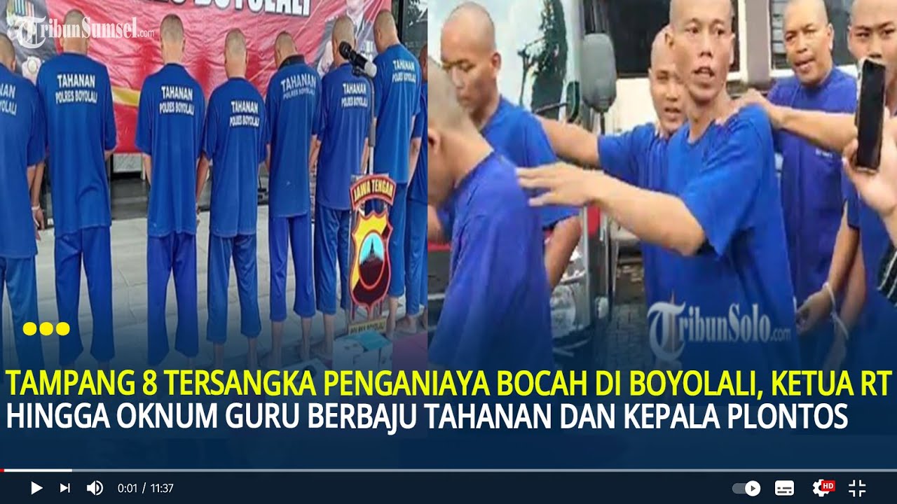 Tampang 8 Tersangka Penganiaya Bocah di Boyolali, Pak RT hingga Oknum Guru Berbaju Tahanan & Plontos