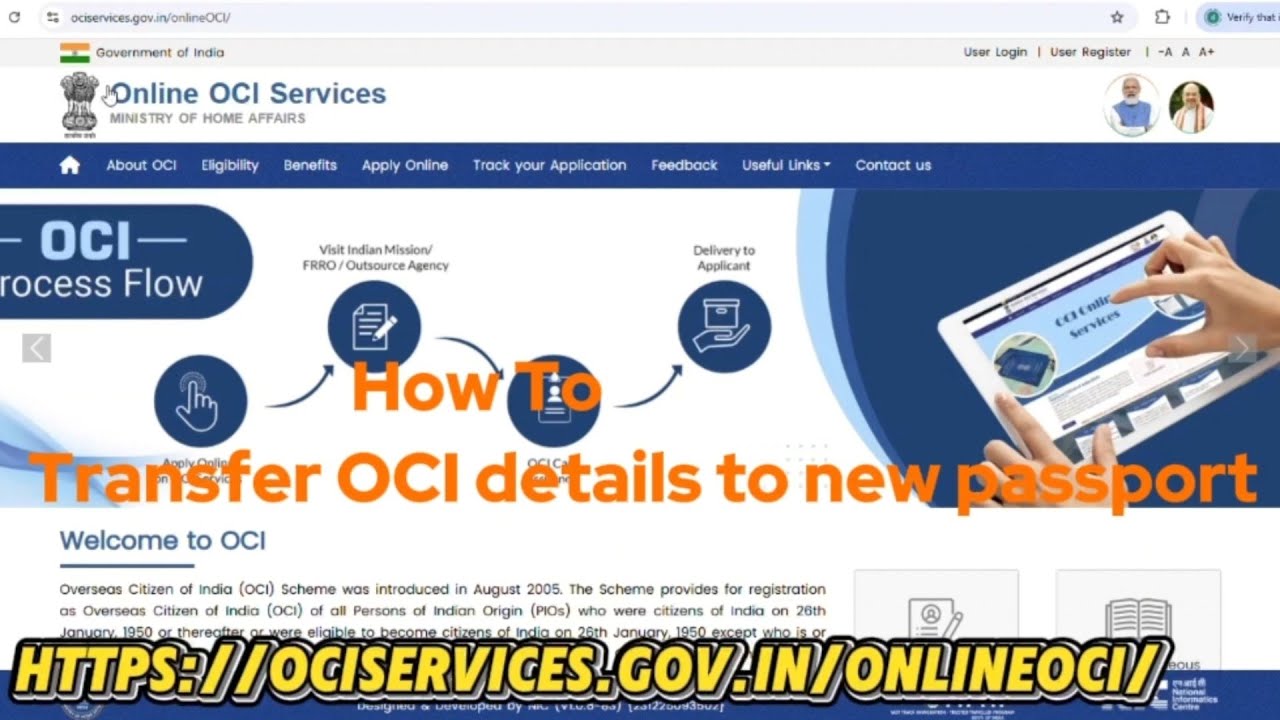 How to update your OCI with New Passport Details OCI Step by step guide navigate the indian oci site