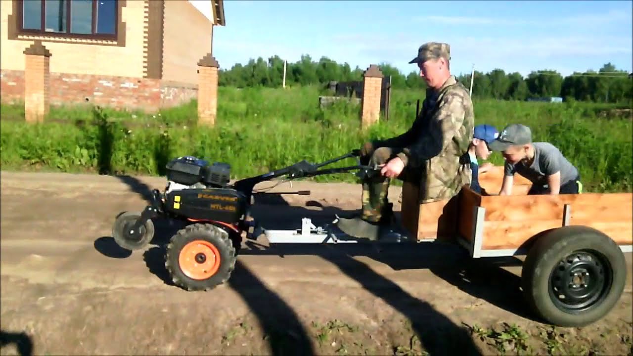 Прицеп - самосвал для мотоблока "Карвер" своими руками