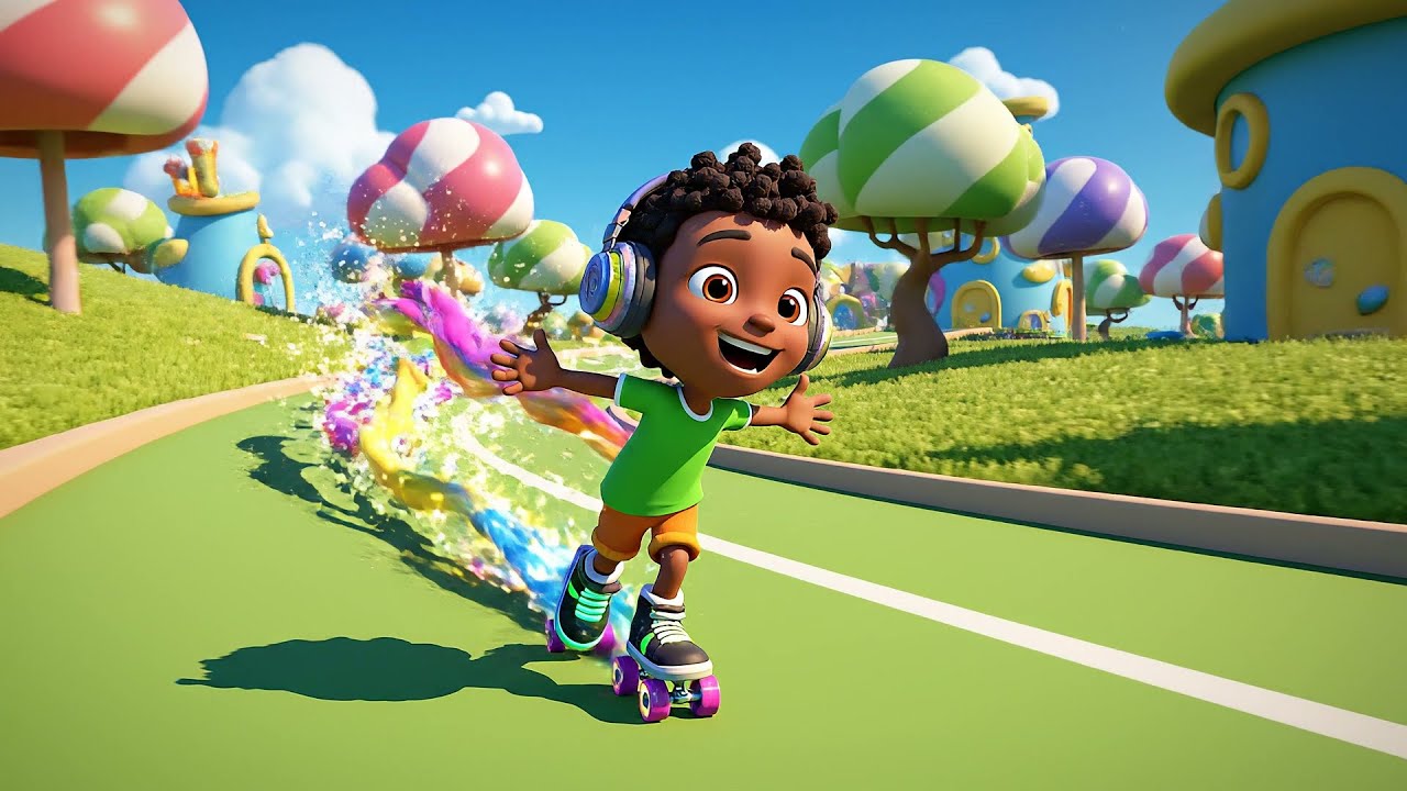 Мини-скейтер из Subway Surfers поскользнулся на трассе | Детские песни и стишки