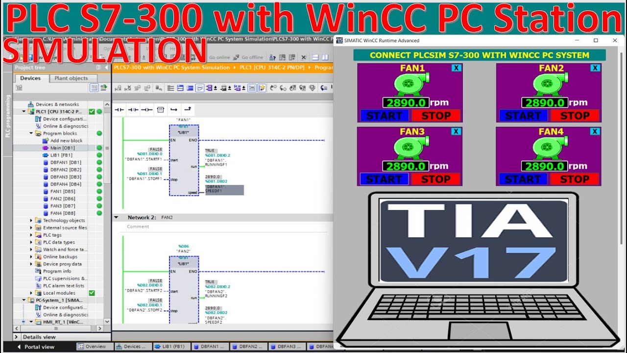 PLC S7-300 connect and simulation with WinCC PC station